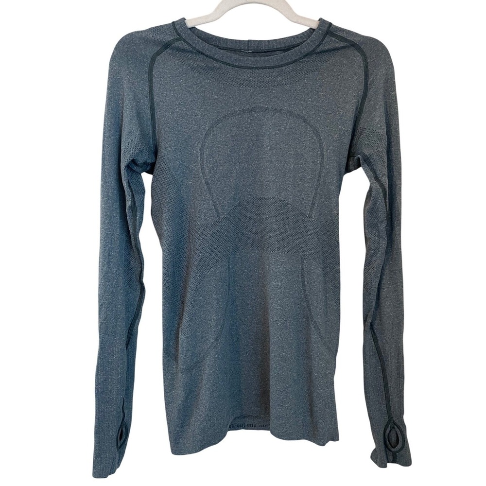Lululemon Swiftly Tech Long Sleeve Top Womens Size 6 Heather Teal Thumbholes